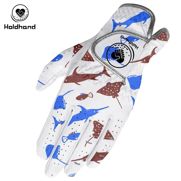 Fish Printing Wholesaler Ladies & Mans Golf Gloves Custom Color PU Synthetic Leather