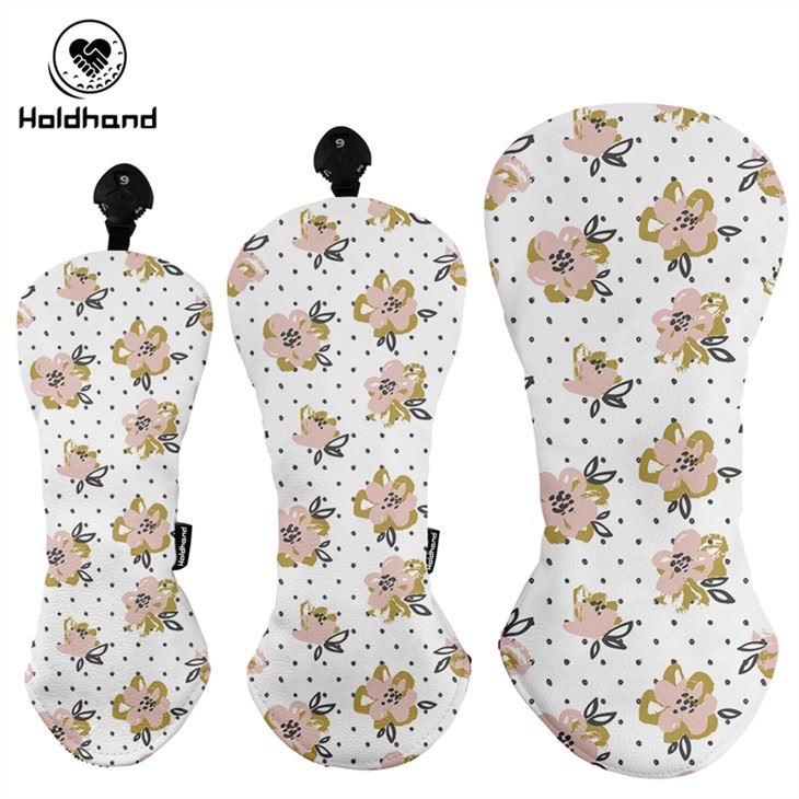 Segondè bon jan kalite PU LEATHER Gòlf HADCOVERS Koulè flè enprime konsepsyon