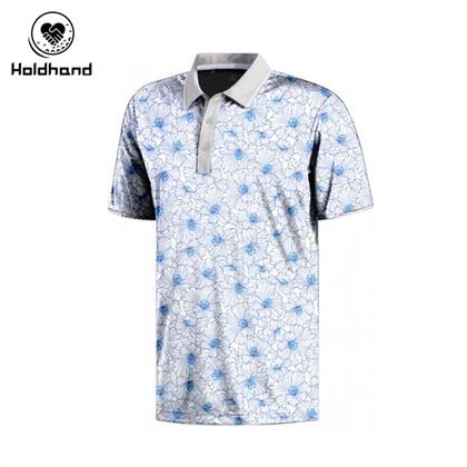 Chemiz Polo Gòlf Gason ak Enpresyon Floral