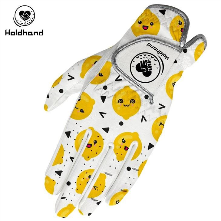Special Designs Ladies' Golf PU Leather Gloves With Red Catton Print Pattern